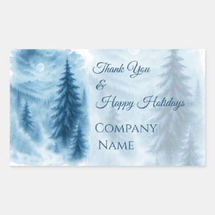 Elegant Winter Forest Corporate Holiday Gifts Rectangular Sticker