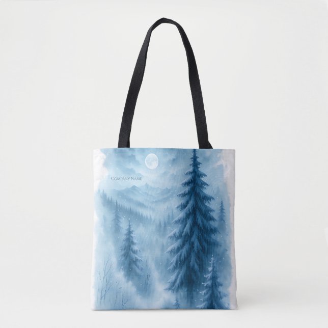 Elegant Winter Forest Corporate Holiday Gifts Tote Bag (Front)