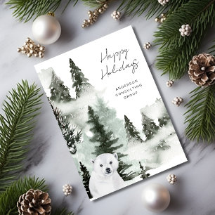 Elegant Winter Forest Peace & Joy Business Holiday Card