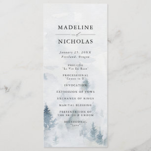 Elegant Winter Forest Wedding Ceremony Programme