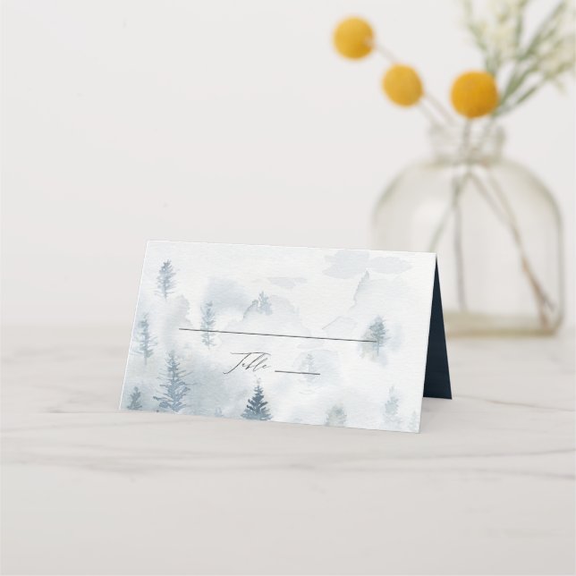 Elegant Winter Forest Wedding Place Card (Front)