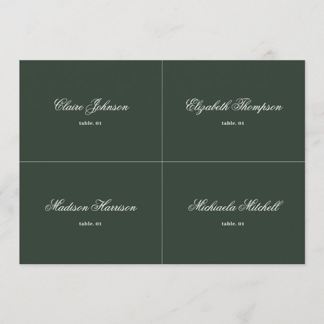 Elegant Winter Forest Wedding Place Card DIY (Front)