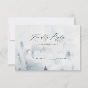 Elegant Winter Forest Wedding RSVP Card