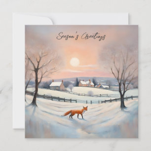 Elegant Winter Fox Snow Scene Landscape Christmas Holiday Card