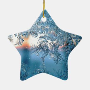 Elegant Winter Frosted Glass Ice Crystals Ceramic Tree Decoration