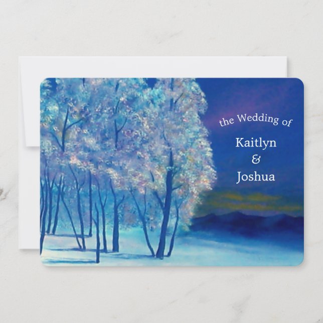 Elegant Winter Frosty Trees Wedding Invitation (Front)