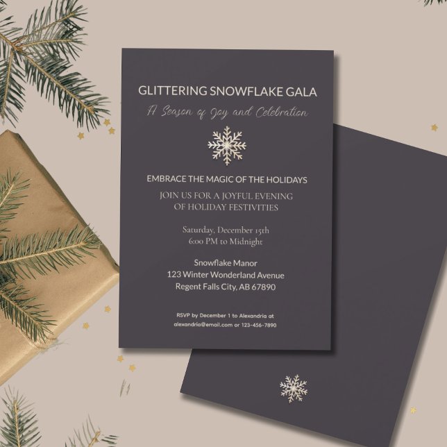 Elegant Winter Gala Invitation Champagne Snowflake (Creator Uploaded)