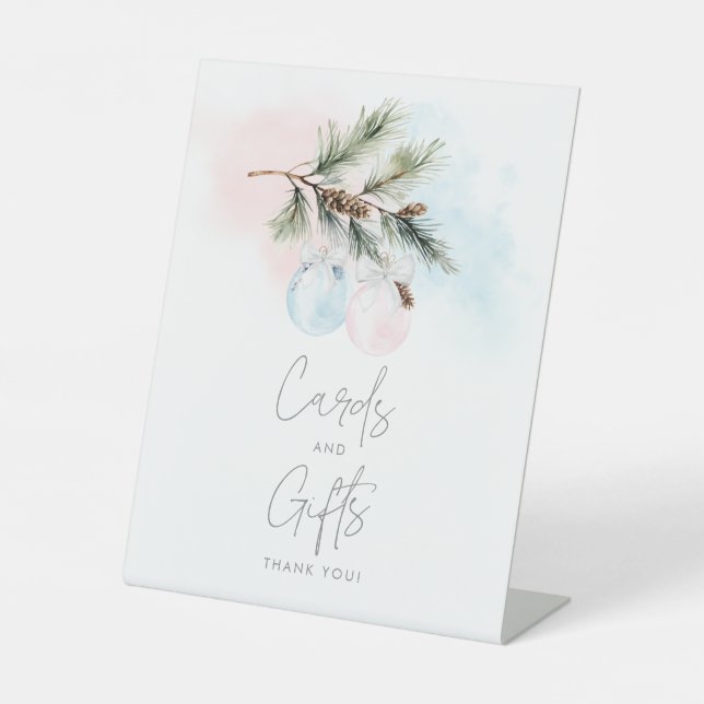 Elegant Winter Gender Reveal Cards and Gifts Sign  (Front)