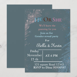 Elegant winter  gender reveal invitation