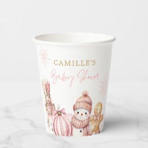 Elegant Winter Girl Baby Shower Paper Cups