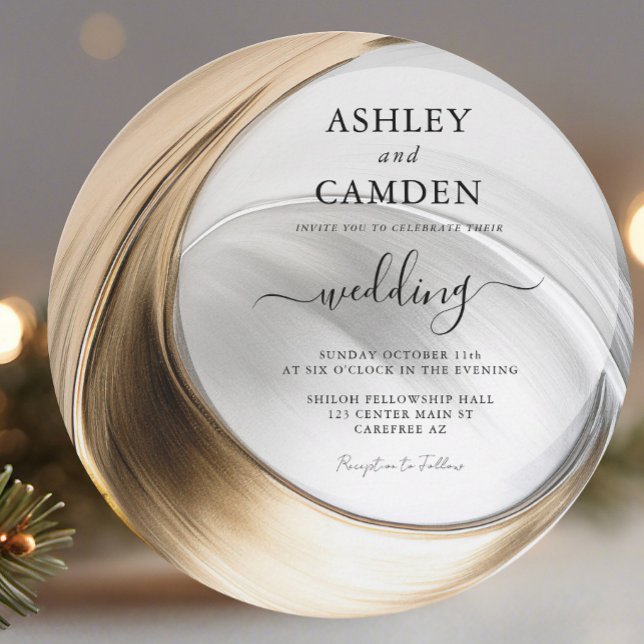 Elegant Winter Gold and Silver Wedding Invitation (Creator Uploaded)
