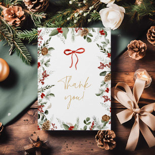 Elegant Winter Greenery and Holly Baby Shower Thank You Card
