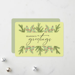 Elegant Winter Greenery Business ADD LOGO Holiday Card