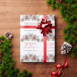 Elegant Winter Greenery Christmas Wrapping Paper<br><div class="desc">Modern Christmas gift wrapping paper featuring elegant winter greenery and holly berries on a white background. The traditional greeting "Merry Christmas" appears in classy handwritten style typography. Personalise this lovely holiday wrapping paper with your name.</div>