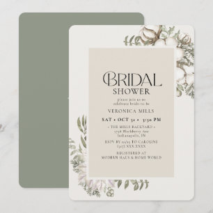 Elegant Winter Greenery Floral Bridal Shower Invitation