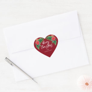 Elegant Winter Greenery Heart Sticker