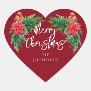 Elegant Winter Greenery Heart Sticker