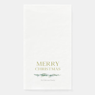 Elegant Winter Greenery Merry Christmas Napkin