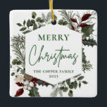 Elegant Winter Greenery Photo Christmas Ceramic Ornament<br><div class="desc">Elegant Winter Greenery Photo Christmas Ceramic Ornament</div>