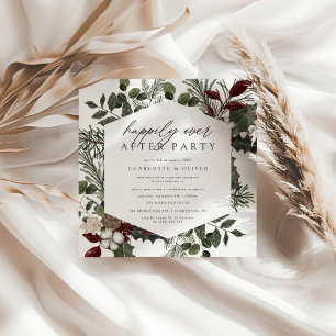 Elegant Winter Greenery Photo Elopement Wedding Invitation