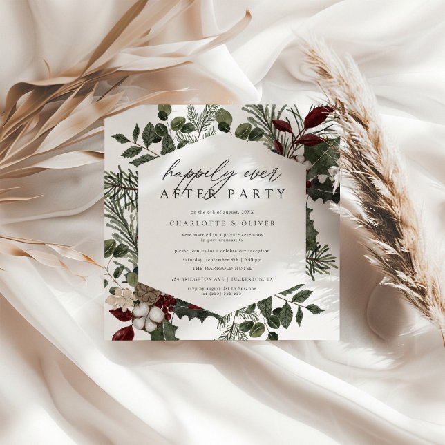 Elegant Winter Greenery Photo Elopement Wedding Invitation (Creator Uploaded)