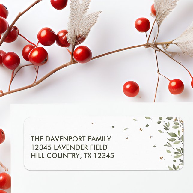 Elegant Winter Greenery Return Address (Creator Uploaded)