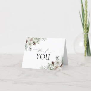 Elegant Winter Greenery Thank You Shower Card