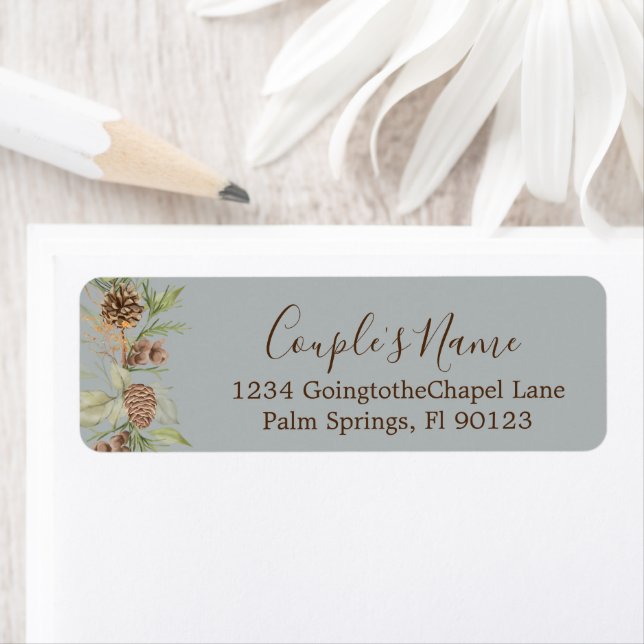 Elegant Winter Grey Wedding Return Address Label (Insitu)
