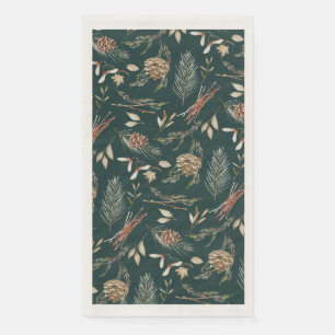 Elegant Winter Guest Towel with Pinecones Napkin