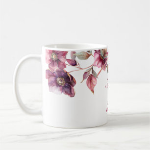 Elegant Winter Hellebore Floral Burgundy Wedding Coffee Mug