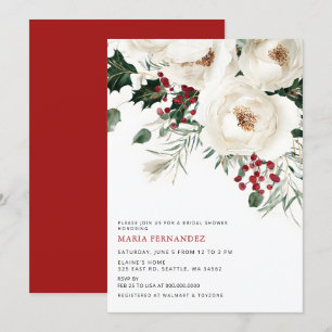 Elegant Winter Holidays Christmas Bridal Shower Invitation