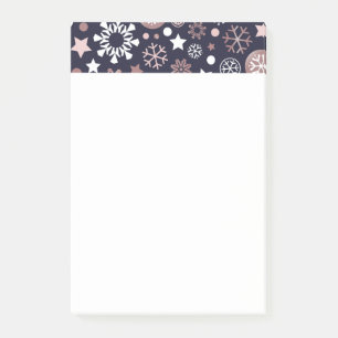 Elegant winter holidays pink gold metallic snow post-it notes