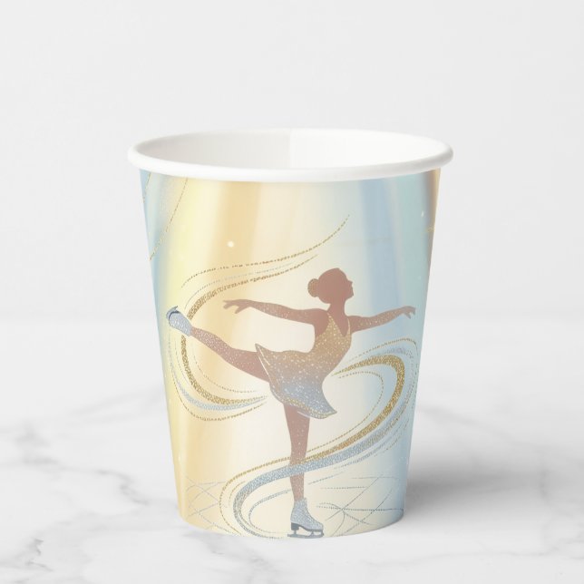 Elegant Winter Ice Skating Birthday Invitation  Paper Cups (Left)