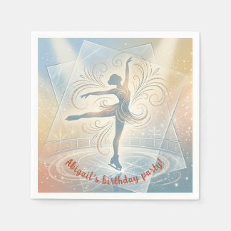 Elegant Winter Ice Skating Birthday  Napkin