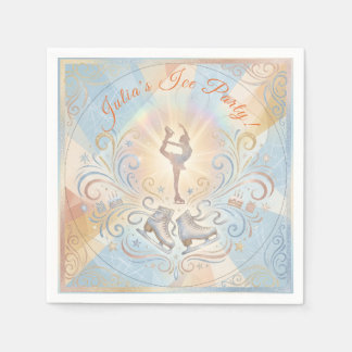 Elegant Winter Ice Skating Birthday  Napkin