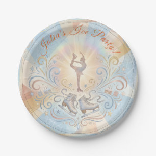 Elegant Winter Ice Skating Birthday  Paper Plate