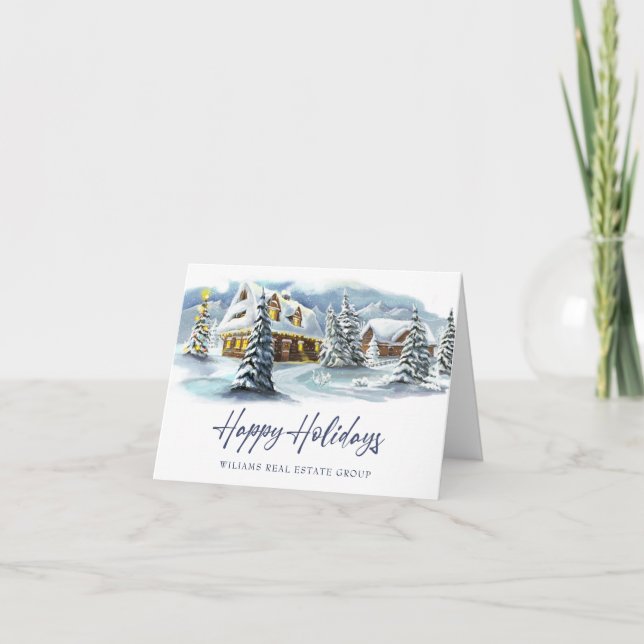 Elegant Winter Land Christmas Corporate Greeting Holiday Card (Front)