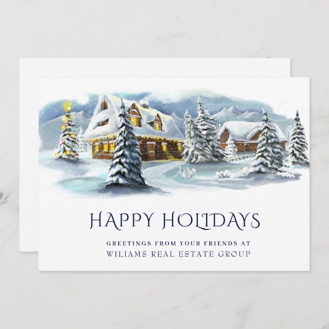 Elegant Winter Land Christmas Corporate Greeting Holiday Card (Front/Back)