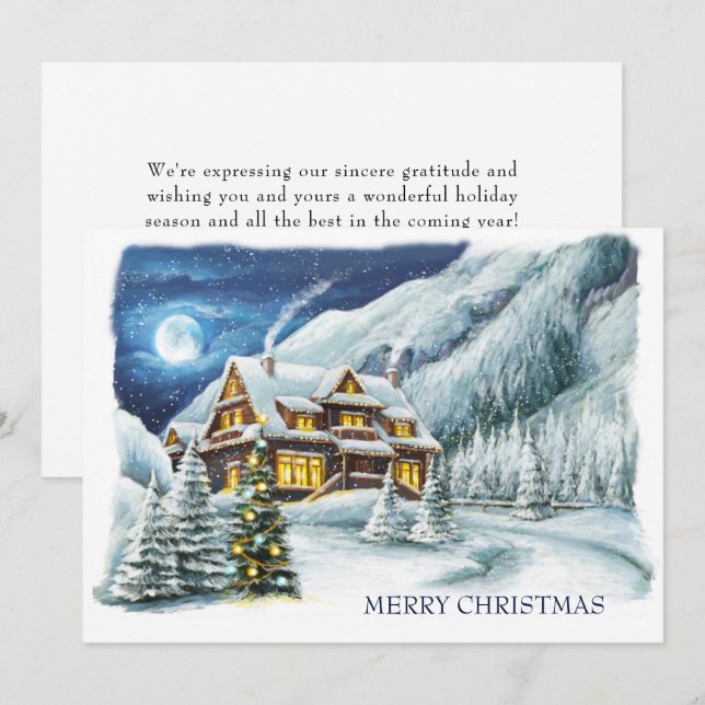 Elegant Winter Land Christmas Corporate Greeting Holiday Card (Front/Back)