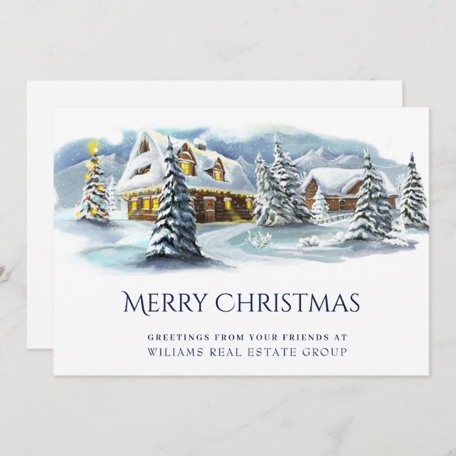 Elegant Winter Land Christmas Corporate Greeting Holiday Card (Front/Back)