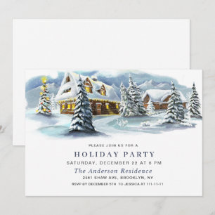 Elegant Winter Landscape Holiday Christmas Party Invitation