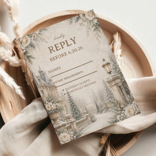 Elegant Winter Manor Garden Pathway RSVP Card