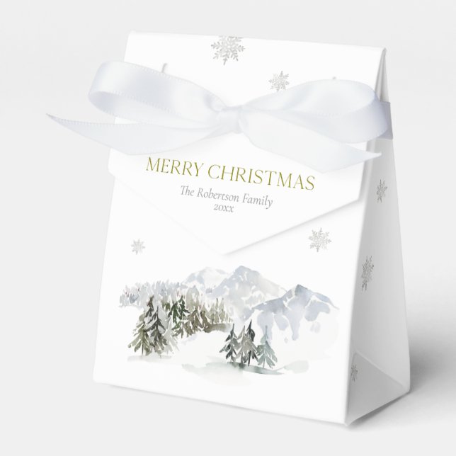 Elegant Winter Mountain Christmas Favour Box (Front Side)