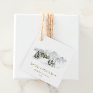 Elegant Winter Mountain Christmas Favour Tags