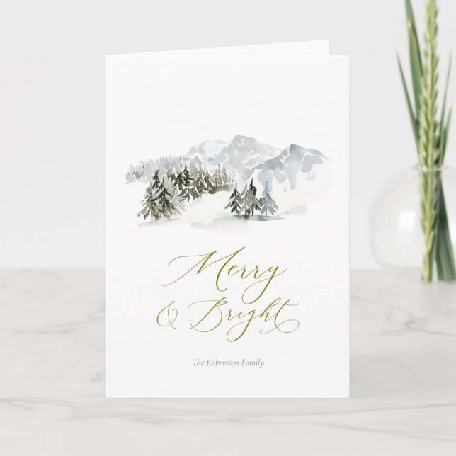 Elegant Winter Mountain Christmas Holiday Card (Front)