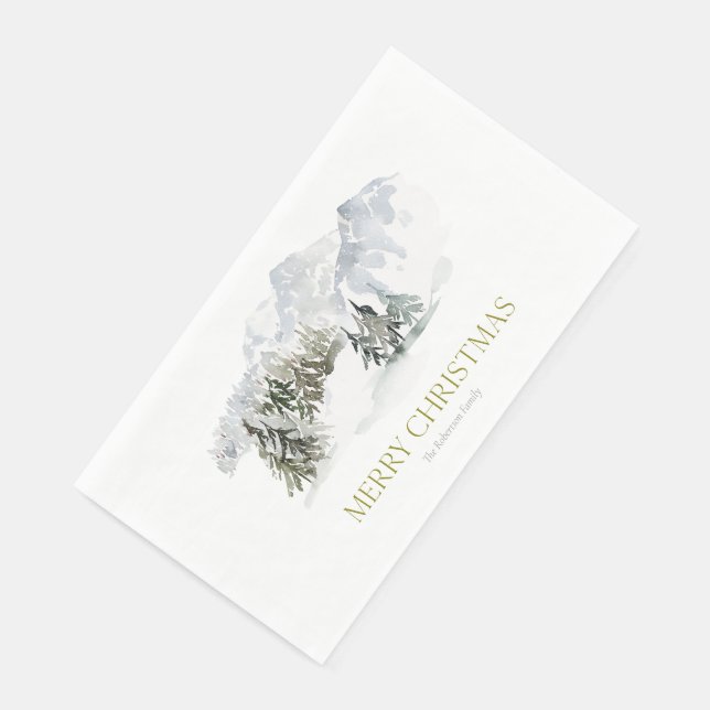 Elegant Winter Mountain Christmas Napkin (Corner)