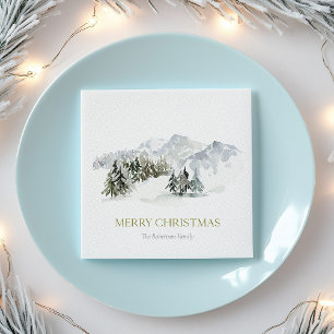 Elegant Winter Mountain Christmas Napkin