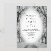 Elegant Winter Mountain Pines Wedding Invitation