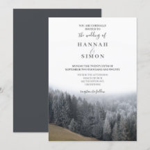 Elegant Winter Mountain Pines Wedding Invitation