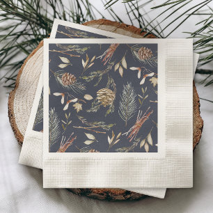 Elegant Winter Napkins with Pinecones